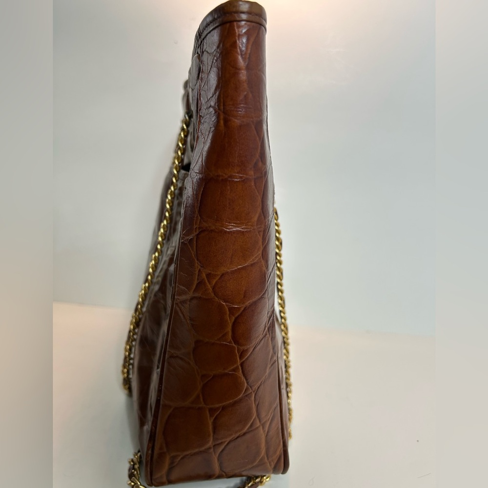 Vintage Genuine Leather by Reem Brown Croc Embossed Leather Tote Bag - Picture 10 of 16